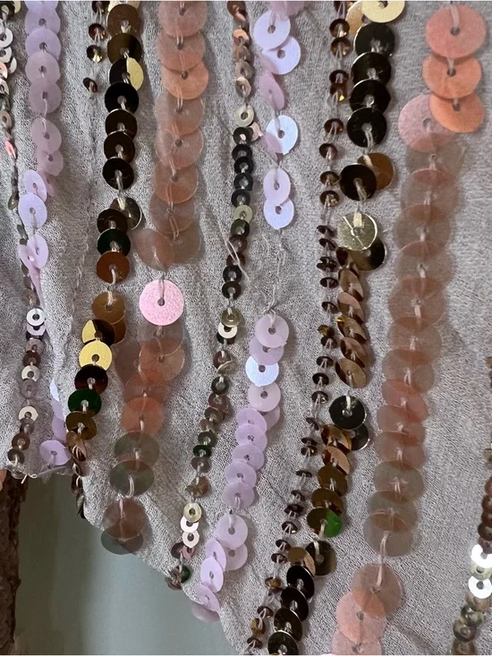 Free People Dress Mini Sequin V-Neck Blush Rose - Picture 8 of 9